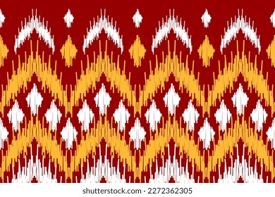 Abstract ethnic tribal pattern art. Ethnic ikat red seamless pattern. American and Mexican style. Design for background, wallpaper, illustration, fabric, clothing, carpet, textile, batik, embroidery.