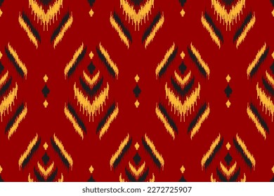 Abstract ethnic tribal pattern art. Ethnic ikat red seamless pattern. American and Mexican style. Design for background, wallpaper, illustration, fabric, clothing, carpet, textile, batik, embroidery.