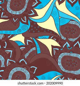 Abstract ethnic vector background with ornamental motifs.
