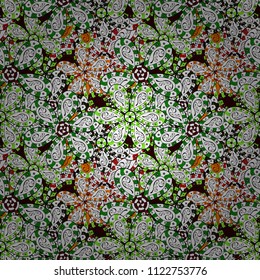 Abstract ethnic vector seamless pattern. Tribal art boho print, vintage flower background. Background texture, wallpaper, floral theme in white, black and green colors.