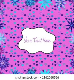 Abstract ethnic vector seamless pattern. Tribal art boho print, vintage flower background. Background texture, wallpaper, floral theme in violet, white and blue colors.