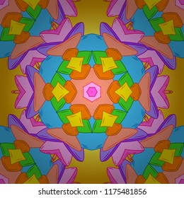 Abstract ethnic vector seamless pattern. Tribal art print, vintage background. Background texture, wallpaper, theme in orange, yellow and blue colors.