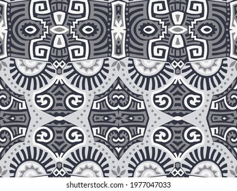 Abstract Ethnic Vector Seamless Pattern. Trendy boho tile. African textile design. Scandinavian ornament. Perfect for wallpaper, cloth, wrapping paper and other endless fill.
