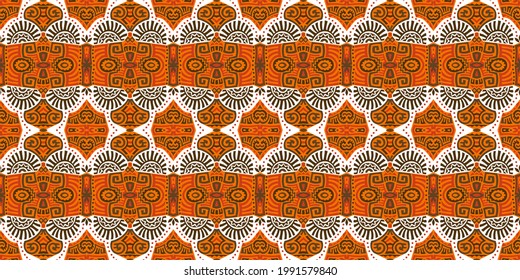 Abstract Ethnic Vector Seamless Pattern. Trendy boho tile. African textile design. Scandinavian ornament. Perfect for wallpaper, cloth, wrapping paper and other endless fill.