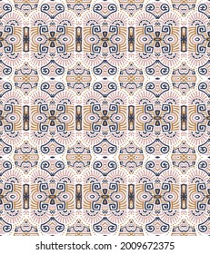 Abstract Ethnic Vector Seamless Pattern. Trendy boho tile. African textile design. Scandinavian ornament. Perfect for wallpaper, cloth, wrapping paper and other endless fill.
