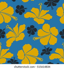 Abstract ethnic vector seamless pattern. Tribal art boho print, vintage blue and yellow flower background. Background texture, wallpaper, floral theme.