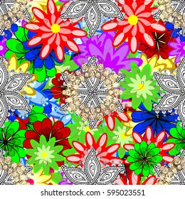 Abstract ethnic vector seamless pattern. Tribal art boho print, vintage flower background. Background texture, wallpaper, floral theme colorful.