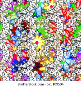 Abstract ethnic vector seamless pattern. Tribal art boho print, vintage flower background. Background texture, wallpaper, floral theme in colors.