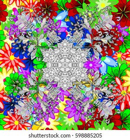 Abstract ethnic vector seamless pattern. Tribal art boho print, vintage flower background. Background texture, wallpaper, floral theme in colors.