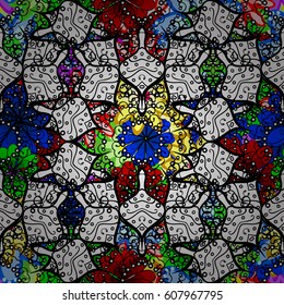 Abstract ethnic vector seamless pattern. Tribal art boho print, vintage flower background. Background texture, wallpaper, floral theme in colors.