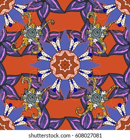 Abstract ethnic vector seamless pattern. Tribal art boho print, vintage flower background. Background texture, wallpaper, floral theme in colors.