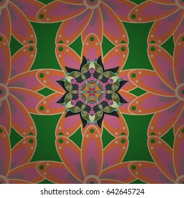 Abstract ethnic vector seamless pattern. Tribal art boho print, vintage flower background. Background texture, wallpaper, floral theme in red colors.