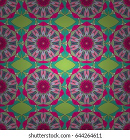 Abstract ethnic vector seamless pattern. Tribal art boho print, vintage flower background. Background texture, wallpaper, floral theme in blue colors.