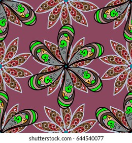 Abstract ethnic vector seamless pattern. Tribal art boho print, vintage flower background. Background texture, wallpaper, floral theme in blue colors.