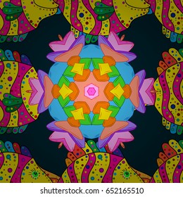 Abstract ethnic vector seamless pattern. Tribal art boho print, vintage flower background. Background texture, wallpaper, floral theme in colors.