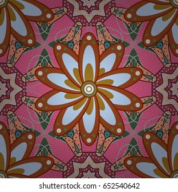 Abstract ethnic vector seamless pattern. Tribal art boho print, vintage flower background. Background texture, wallpaper, floral theme in blue colors.