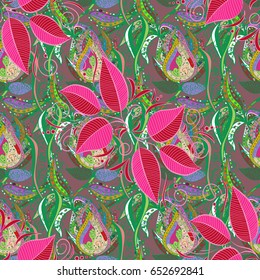 Abstract ethnic vector seamless pattern. Tribal art boho print, vintage leaf background. Background texture, wallpaper, floral theme in colors.