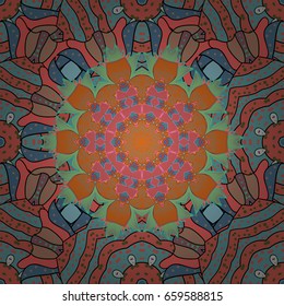 Abstract ethnic vector seamless pattern. Tribal art boho print, vintage flower background. Background texture, wallpaper, floral theme in colors.