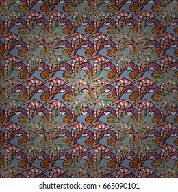 Abstract ethnic vector seamless pattern. Tribal art boho print, vintage flower background. Background texture, wallpaper, floral theme in colors.