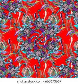 Abstract ethnic vector seamless pattern. Tribal art boho print, vintage flower background. Background texture, wallpaper, floral theme in colors.