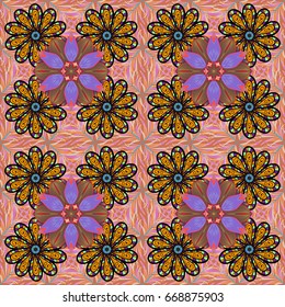 Abstract ethnic vector seamless pattern. Tribal art boho print, vintage flower background. Background texture, wallpaper, floral theme in colors.
