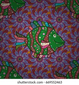 Abstract ethnic vector seamless pattern. Tribal art boho print, vintage flower background. Background texture, wallpaper, floral theme in colors.