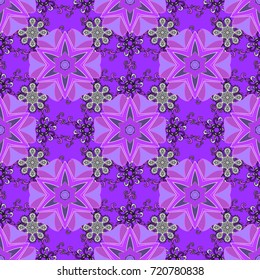 Abstract ethnic vector seamless pattern. Tribal art boho print, vintage flower background. Background texture, wallpaper, floral theme in violet, black and neutral colors.
