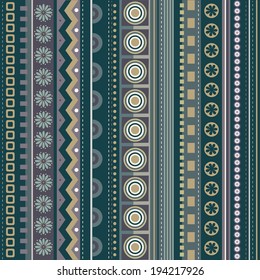 Abstract ethnic vintage geometric vector strip pattern