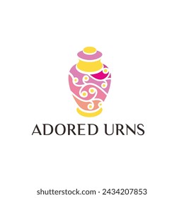Abstract ethnics logo for ceramic pottery shop jug and plant branch	