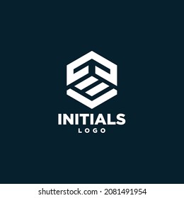 Abstract etter EL, LE logo design with hexagonal shape vector graphic