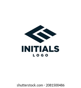Abstract etter EL, LE logo design with rectangular shape vector graphic