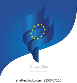 Abstract EU 3D wavy flag blue yellow modern ribbon strip logo icon abstract background vector