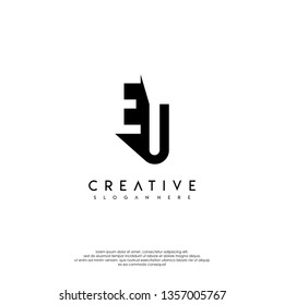 abstract EU logo letter in shadow design concept