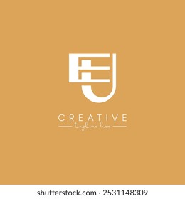 Abstract EU UE Letter Artistic Stylish Logo Design. Initial Based Vector.