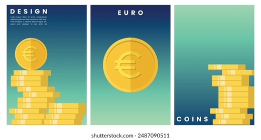 Abstract euro coins gradient banner. Modern background design, Social Media Cover ads banner, flyer, invitation card.