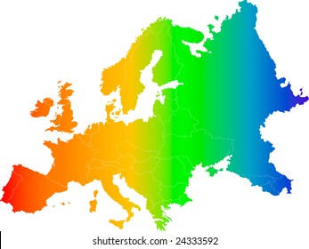 Abstract europe  color vector map on white