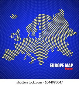 Abstract Europe map of radial dots, halftone concept. Vector illustration, eps 10