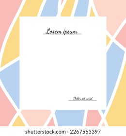 abstract event invitation template with white backing, caption, geometric pattern in delicate colors