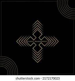 Abstract Event Management Gold Logo Design Vector Template In Modern Creative Minimal Style