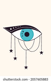 Abstract Evil Eye Sign Design T Shirt Print Tarot Card Boho Poster