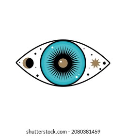 Abstract Evil Eye Sign Design for Halloween Party Invitation, T Shirt Print, Tarot Card, Boho Icon Collection etc.