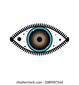 Abstract Evil Eye Sign Design for Halloween Party Invitation, T Shirt Print, Tarot Card, Boho Icon Collection etc.