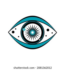 Abstract Evil Eye Sign Design for Halloween Party Invitation, T Shirt Print, Tarot Card, Boho Icon Collection etc.