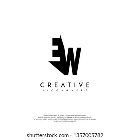 abstract EW logo letter in shadow design concept