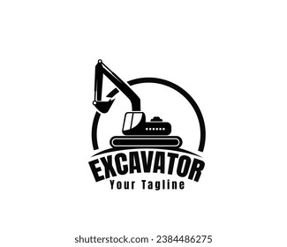 abstract excavator art contractor Logo design vector template illustration inspiration