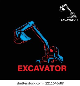 abstract excavator logo silhouette of big machine vector illustrations