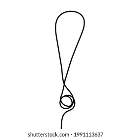Abstract exclamation mark continuous lines drawing on white background. Vector