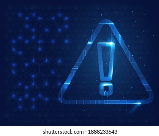Abstract exclamation mark with glowing blue background