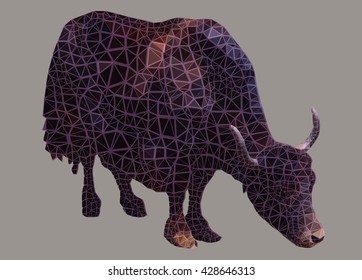 Abstract execution of a wild cow in modern design.