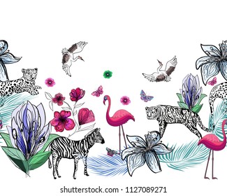 Abstract exotic animal seamless vector pattern